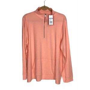 Kim Rogers New Pullover Size 1X Coral 1/4 Zip Long Sleeve